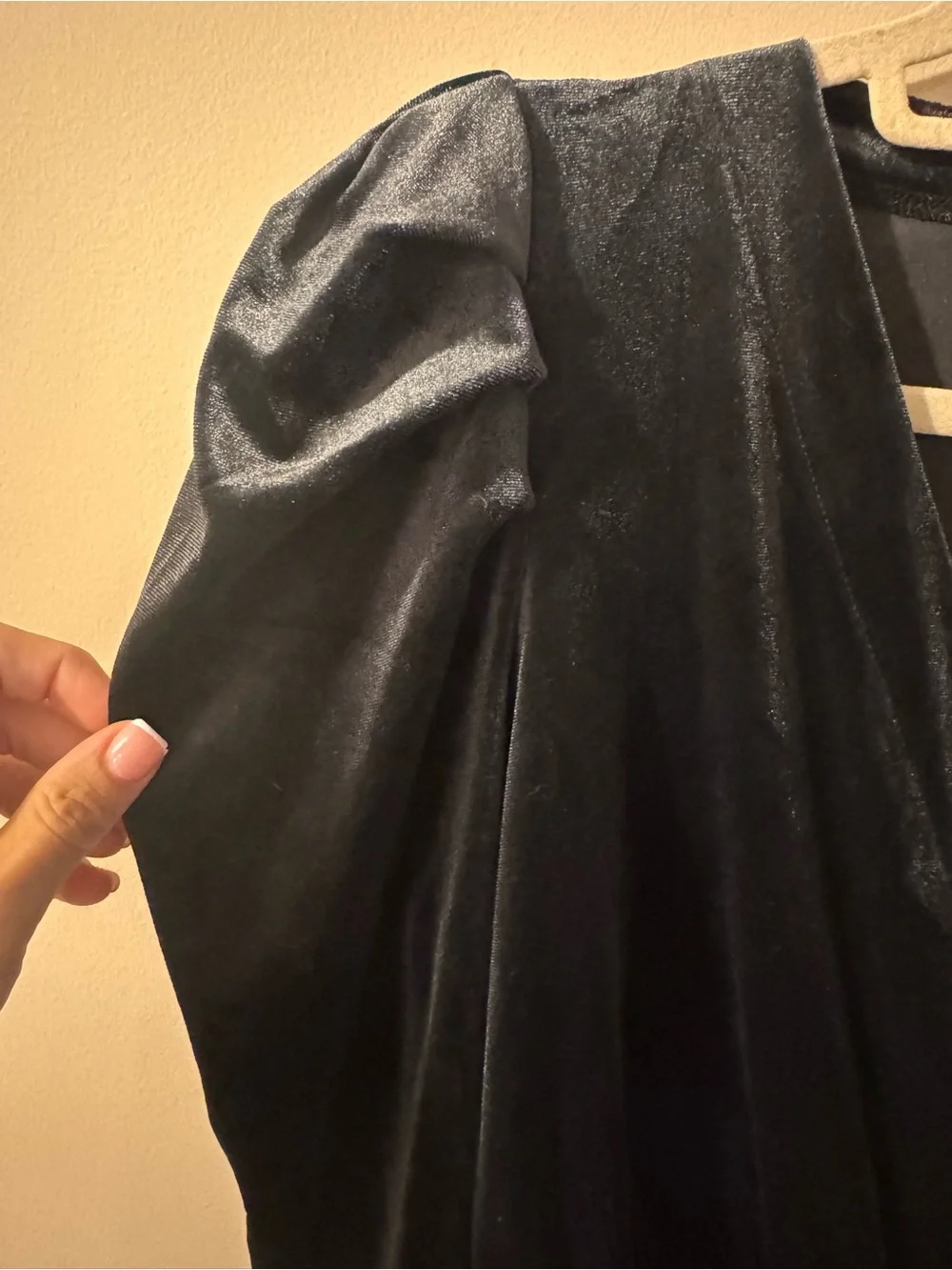 LOFT Black Velvet Peplum Top With Puff Sleeves - size medium